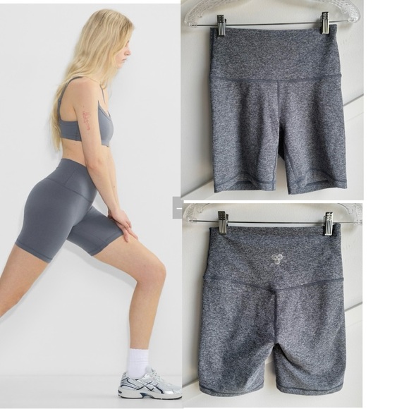 Aritzia TNA Active high rise Heather Blue Grey Butter Soft Bike Shorts 7” size S - Picture 1 of 7